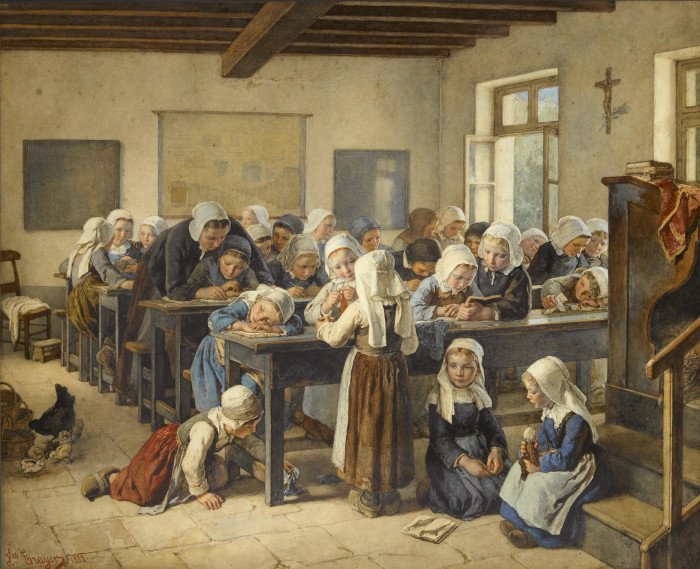 Jean-Baptiste Jules Trayer. A Breton Infants School. 1882 г.