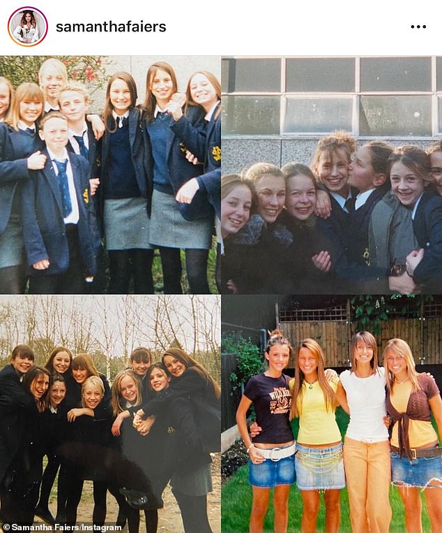 Memory lane: Sam followed this with collages of other photographs, starting back when they were at school together