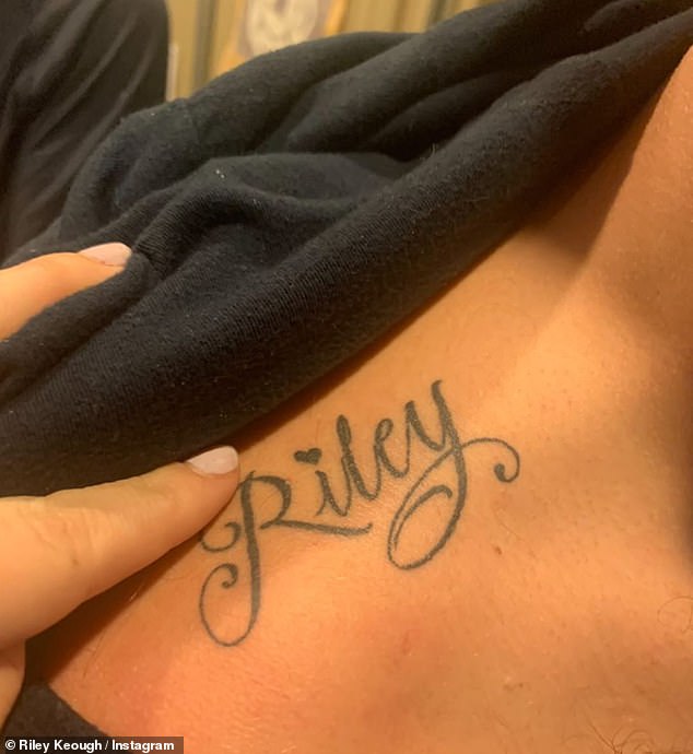 Like brother like sister: The tattoo matched one her brother had previously gotten of her name by his shoulder.