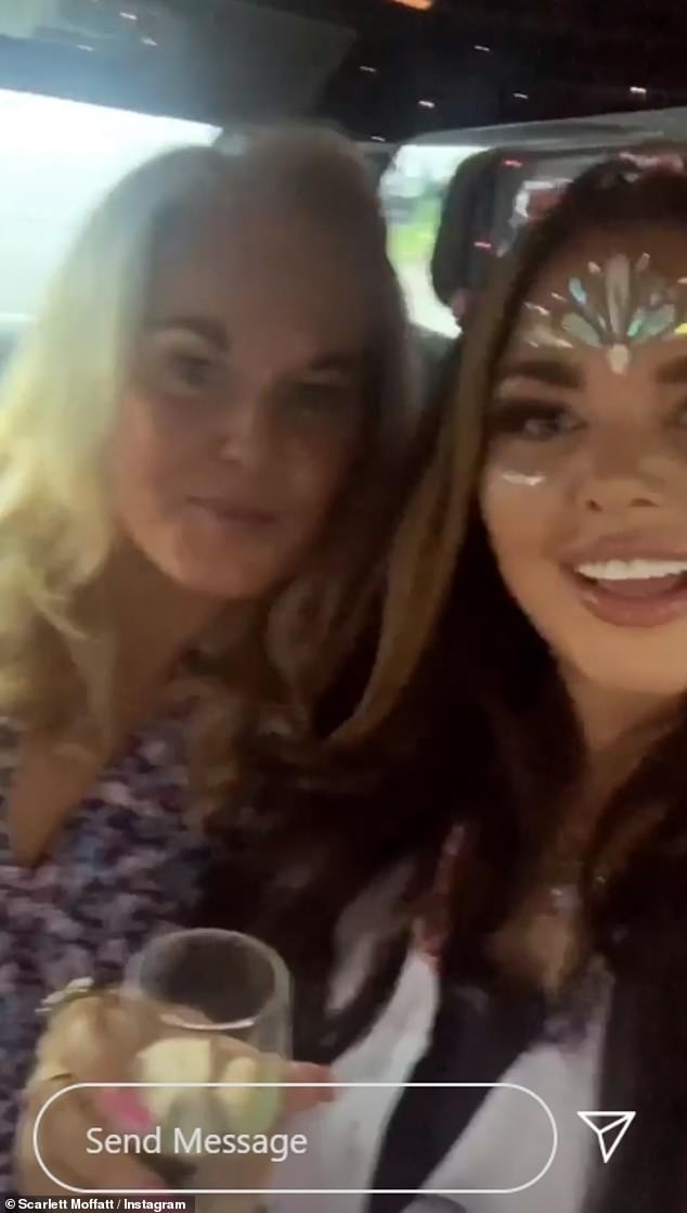 Party: Scarlett Moffatt, 29, proved she knows how to throw a party as she surprised her mother Betty with a family get together for her 50th birthday