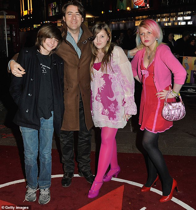 Family: The couple share three adult children, Betty, 29, Harvey, 29, and Honey, 23, who have joined their father on plenty of red carpets (as pictured in 2009)