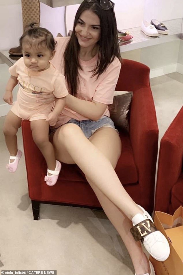 Stela (pictured with her daughter) has forked out a shocking $20,000 on glamorous clothes for her youngster including labels like Balmain, Gucci, Versace, Fendi and Givenchy