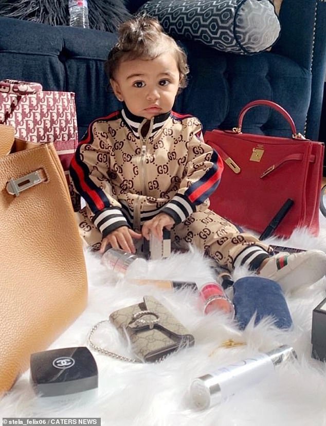 Two-year-old Anita Felix (pictured) has amassed a huge Instagram following thanks to her $20,000 designer wardrobe packed with pieces from Gucci, Versace and Givenchy