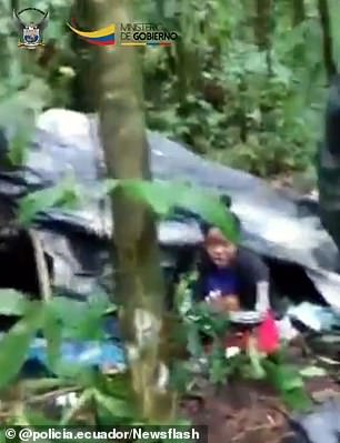 Erci Valencia Lastra was found by the rescue team in the jungle, hidden in a makeshift tent