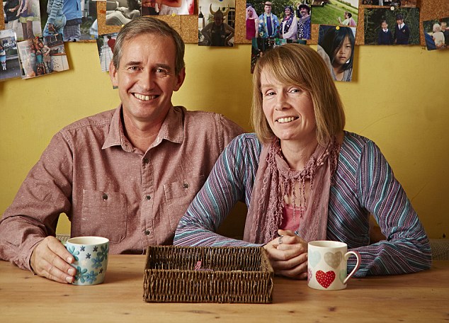 Taken out of the comfort zone: Jim Greenan with his wife Claire Potter and the box of challenges