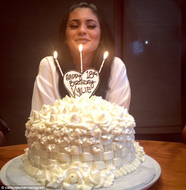 That takes the cake: Caitlyn posted an image of her beloved daughter Kylie celebrating turning 18 on Monday last week