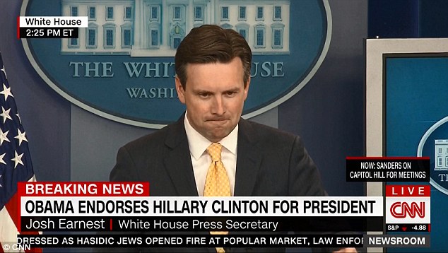 OOPS: White House press secretary Josh Earnest said last Thursday that the president won