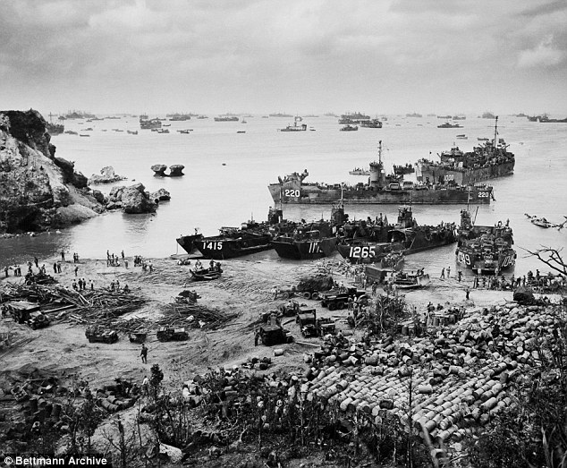 Doss saved the lives of more than 75 of his comrades who were stranded on a cliff - called Hacksaw Ridge - in the Battle of Okinawa (pictured)