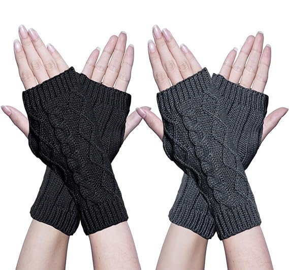 Image result for Oryer Womens Winter Knit Long Fingerless Gloves Thumbhole Arm Warmers Mittens