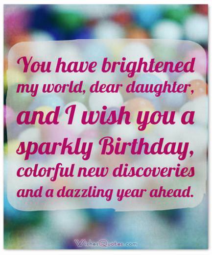 Adorable Happy Birthday Wishes for Daughter. Sparkly Birthday Colorful New Discoveries