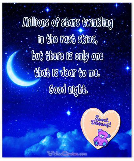 Image with Romantic Good Night Message for Girlfriend 
